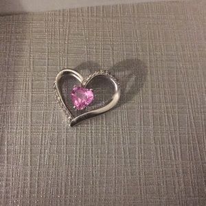 Zales Heart Shaped Pink  & white Sapphire Pendent